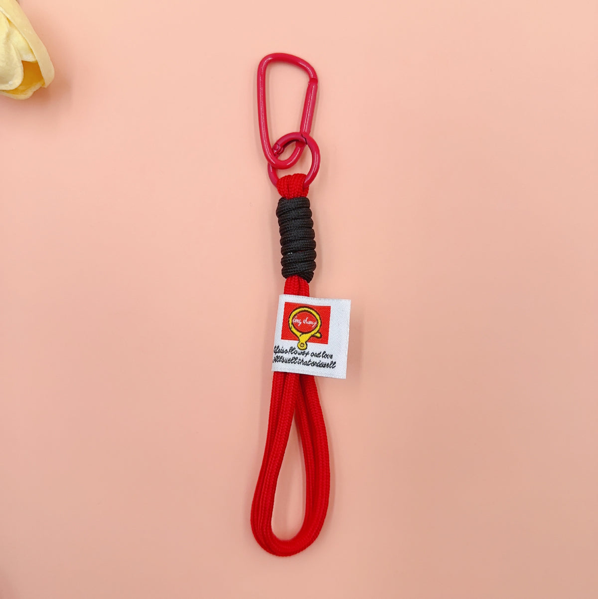 Nylon Rope Phone Wrist Strap Keychain - Red