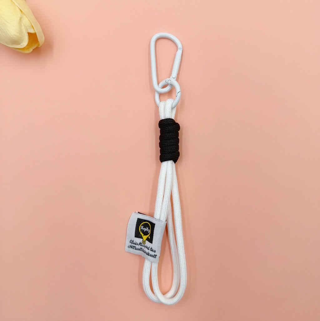 Nylon Rope Phone Wrist Strap Keychain - White