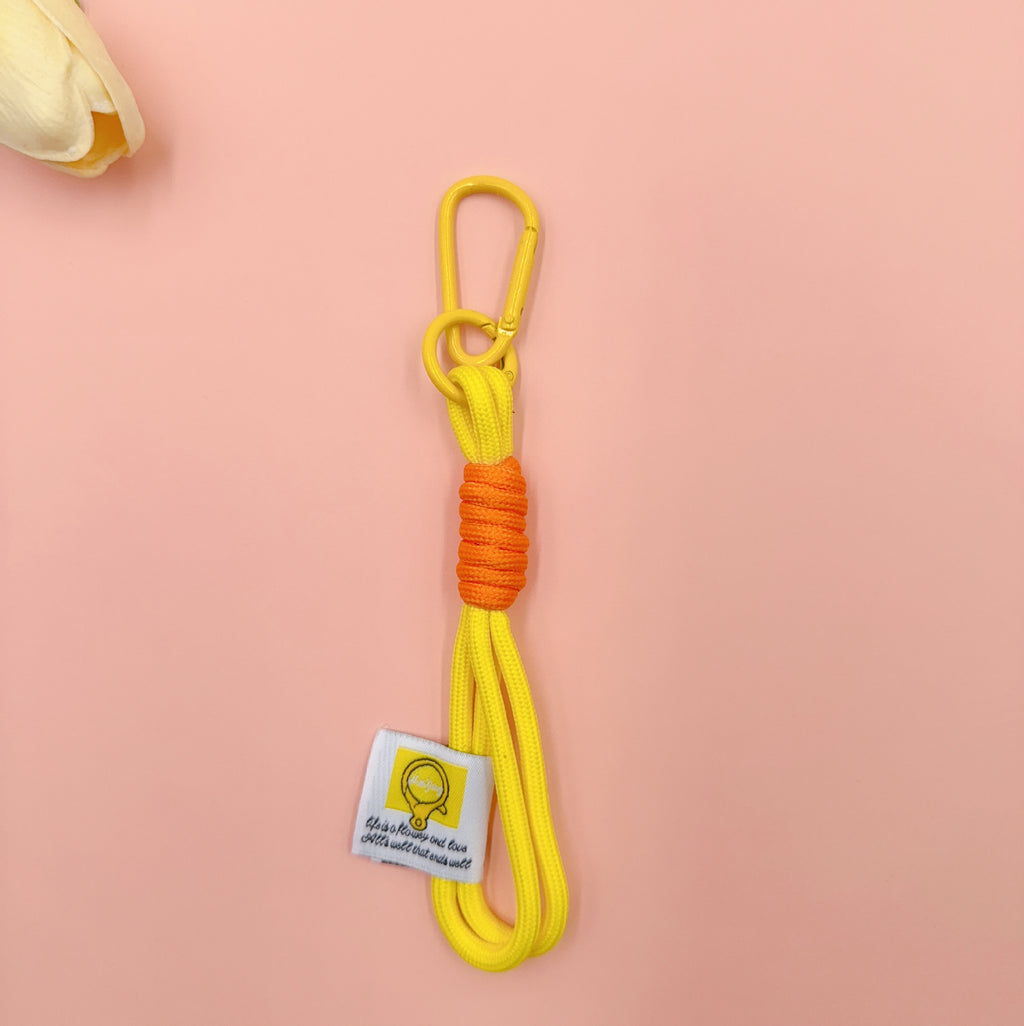 Nylon Rope Phone Wrist Strap Keychain - Yellow