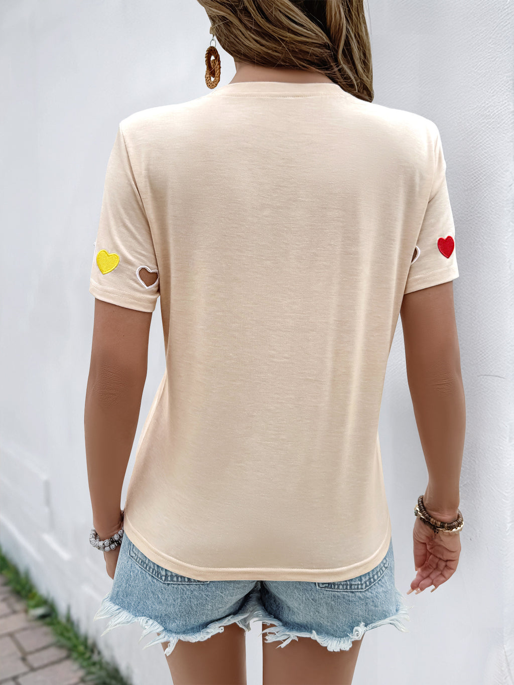 Heart Cutout Short Sleeve Knit Tee - view 3