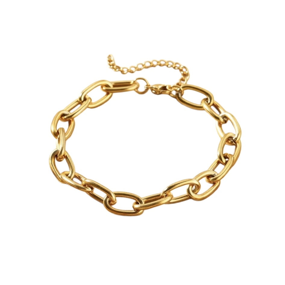 Chunky Oval Link Paperclip Bracelet - Gold