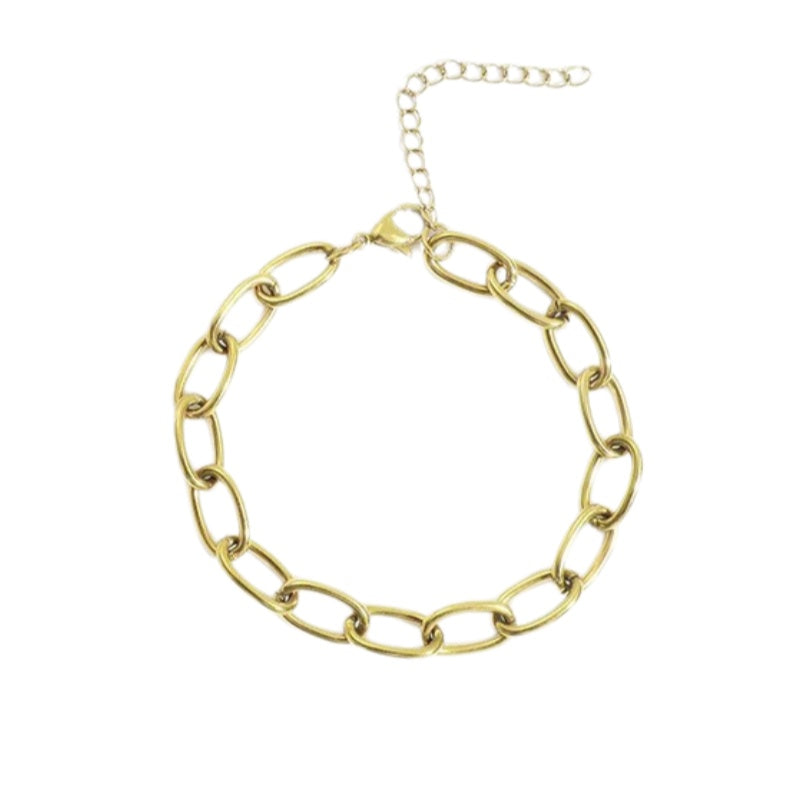 Chunky Oval Link Paperclip Bracelet - Gold - 1