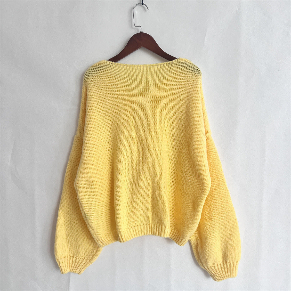 Balloon Sleeve Tie Front Knit Cardigan - Yellow - 1