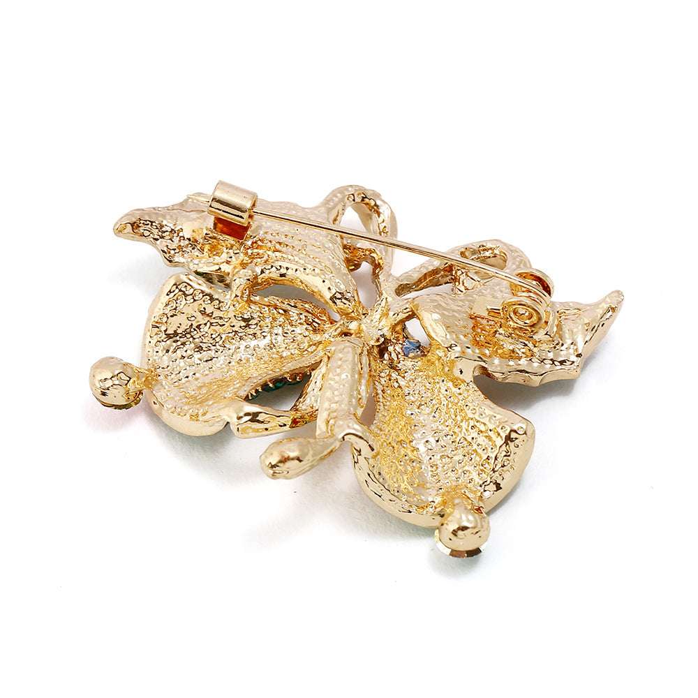 Crystal Jingle Bells Holly Brooch - Bell - 1