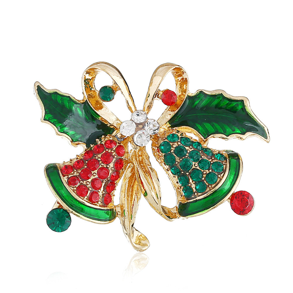 Crystal Jingle Bells Holly Brooch - Bell - 2
