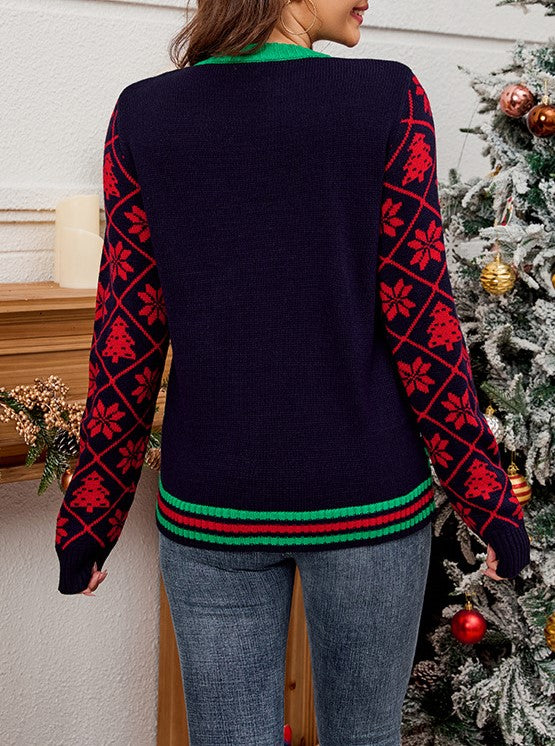 Sequin Slogan Fair Isle Christmas Sweater - Black - 2