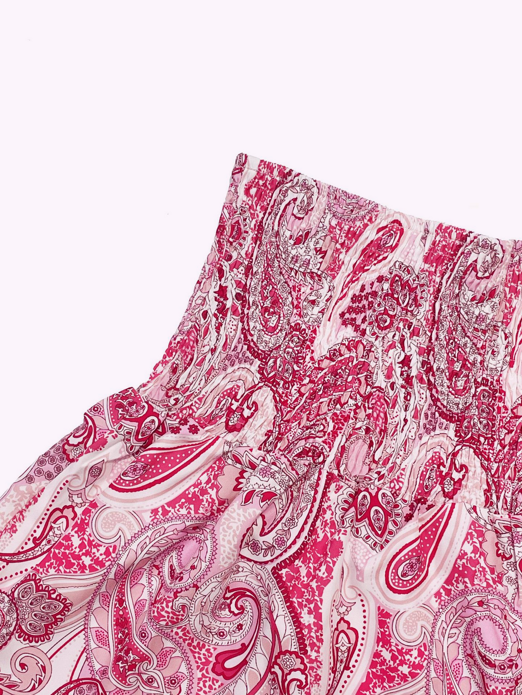 Ruffled Paisley Maxi Skirt With Stretch Waist - Pink - 4