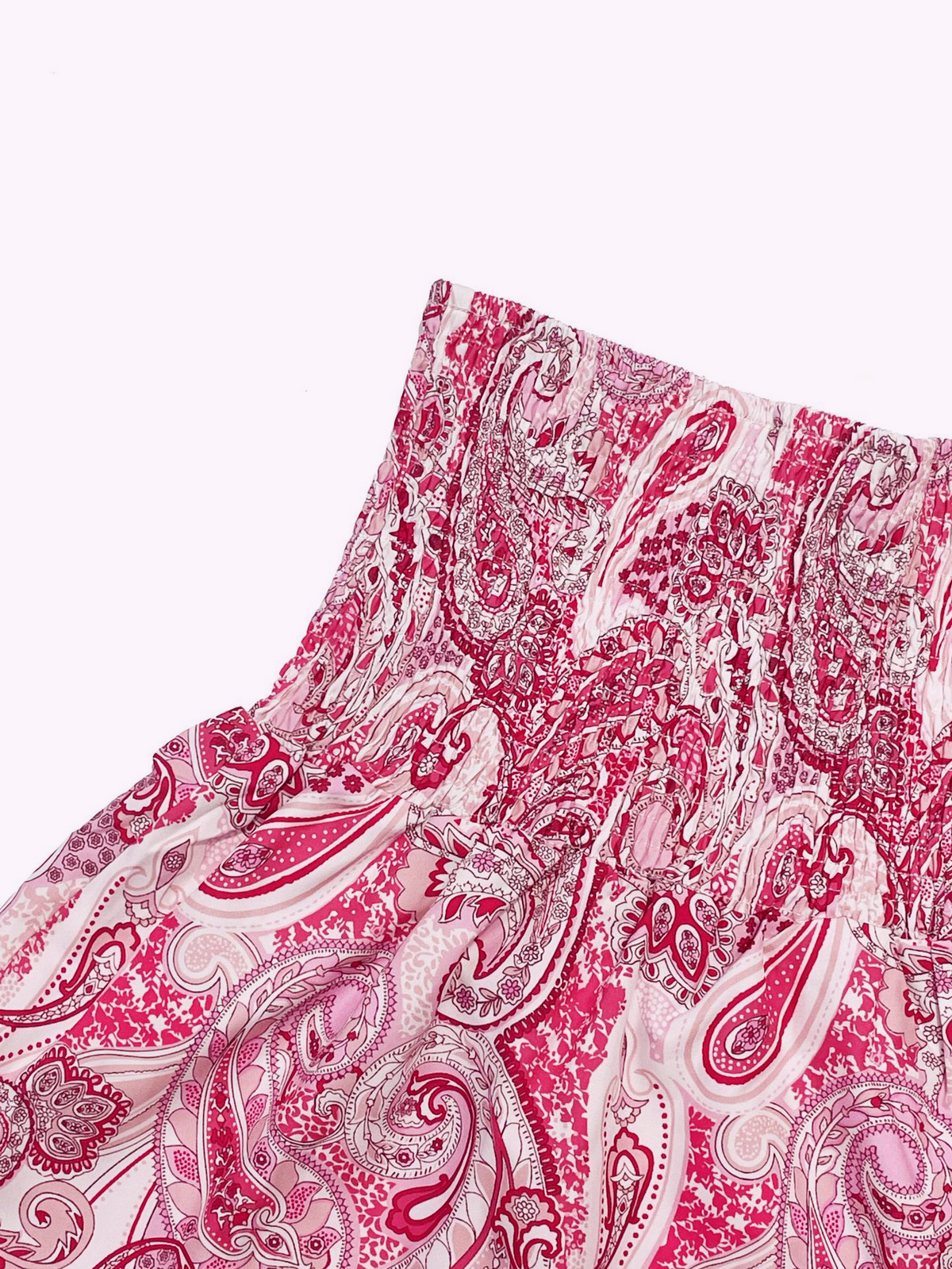 Ruffled Paisley Maxi Skirt With Stretch Waist - Pink - 4