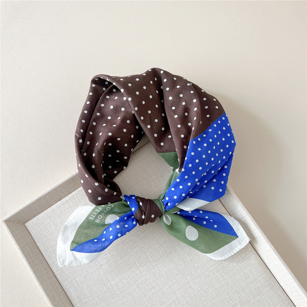 Retro Polka Dot Print Square Bandana - NO14