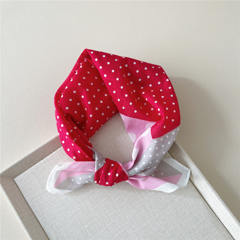 Retro Polka Dot Print Square Bandana - NO18