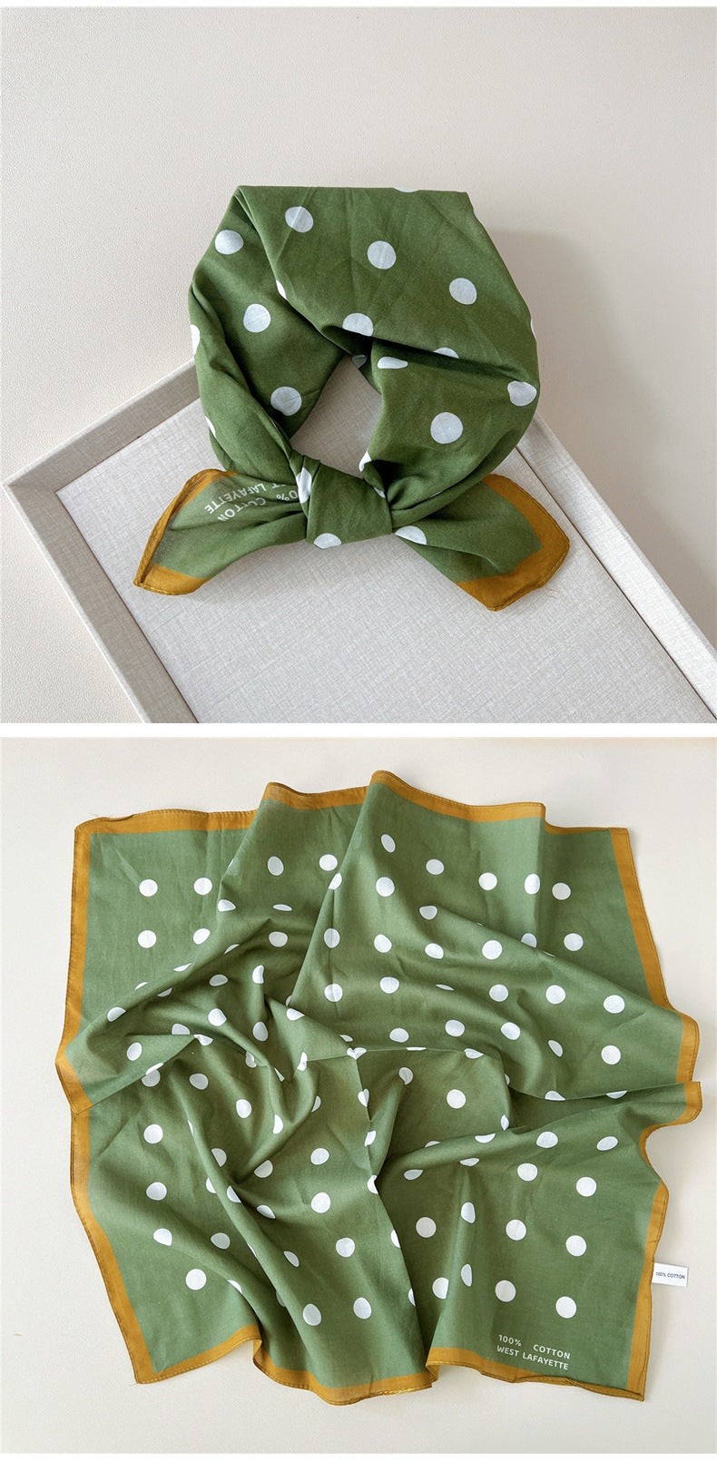 Retro Polka Dot Print Square Bandana - view 14