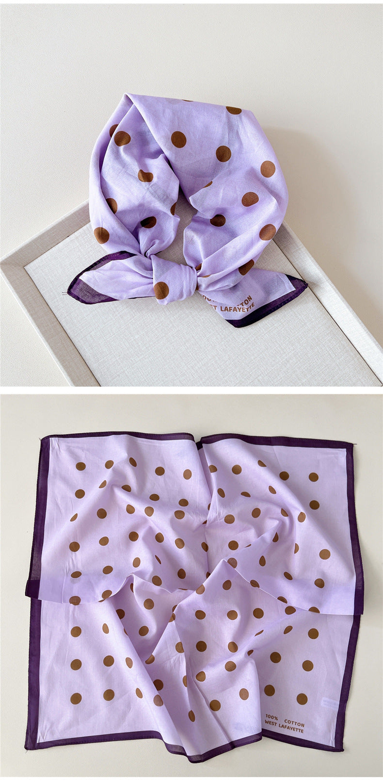 Retro Polka Dot Print Square Bandana - view 15