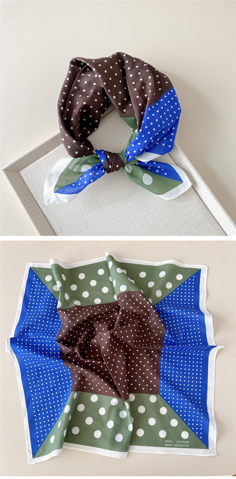 Retro Polka Dot Print Square Bandana - view 17