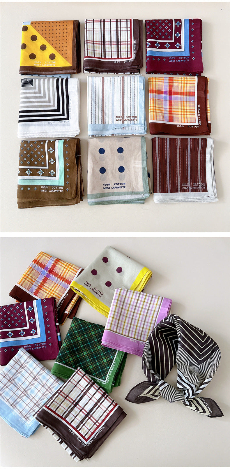 Retro Polka Dot Print Square Bandana - view 2