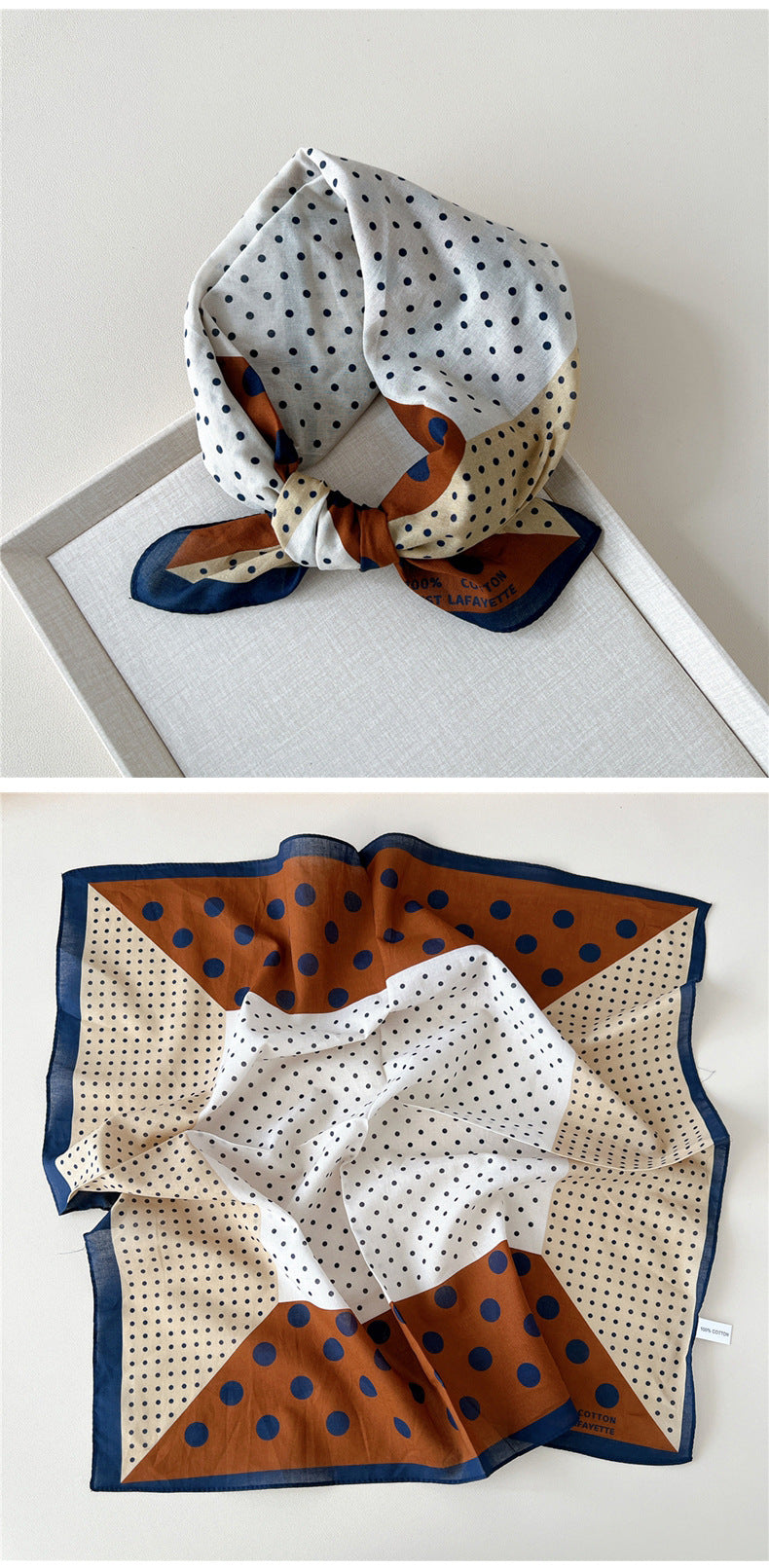 Retro Polka Dot Print Square Bandana - view 20
