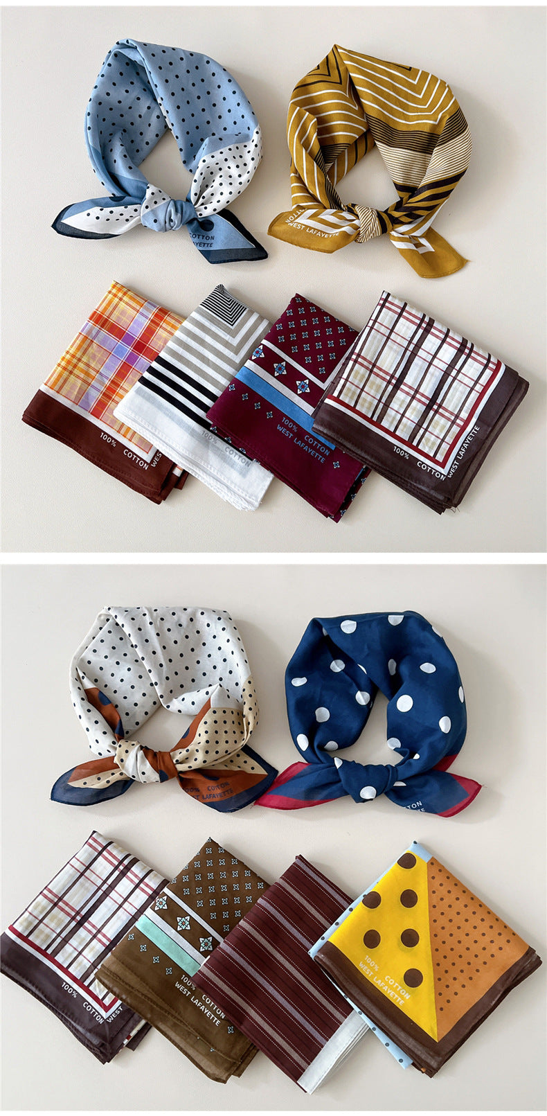 Retro Polka Dot Print Square Bandana - view 3
