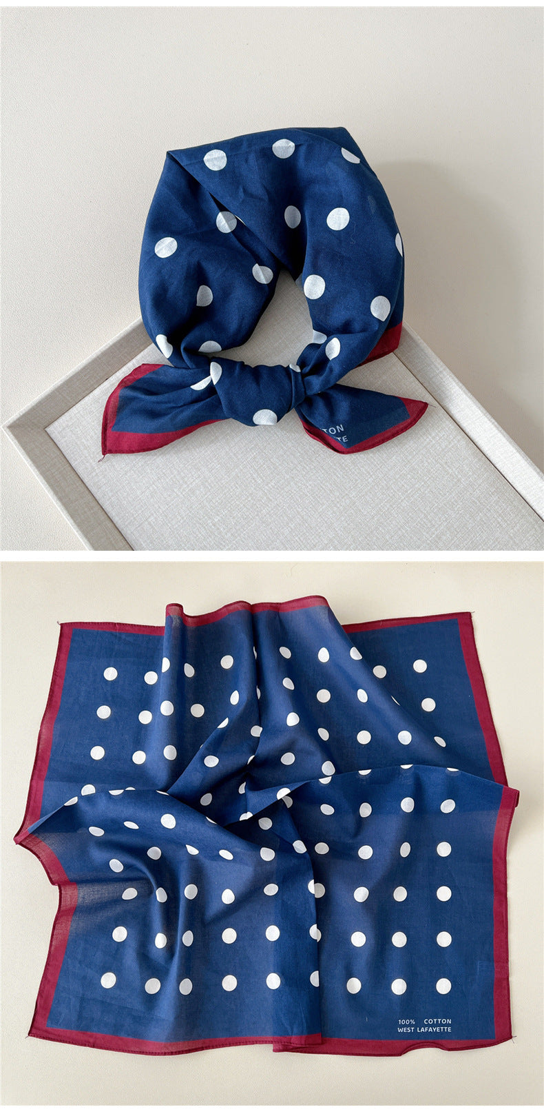 Retro Polka Dot Print Square Bandana - view 6