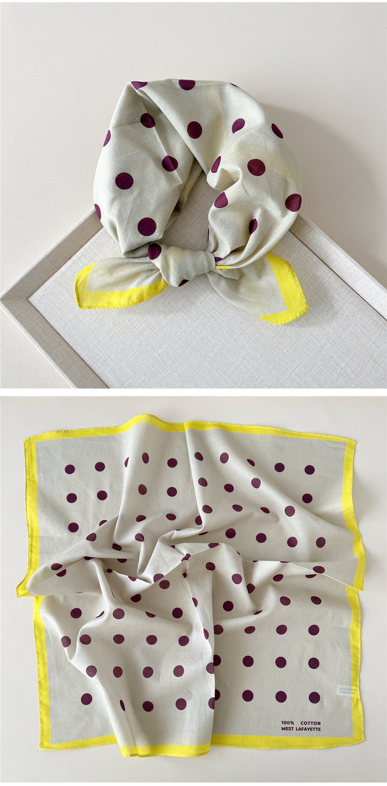 Retro Polka Dot Print Square Bandana - view 7