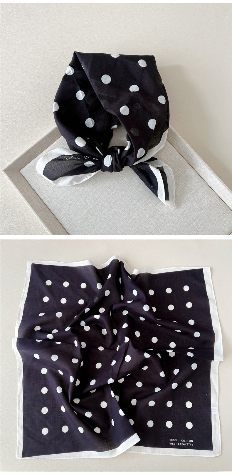 Retro Polka Dot Print Square Bandana - view 8