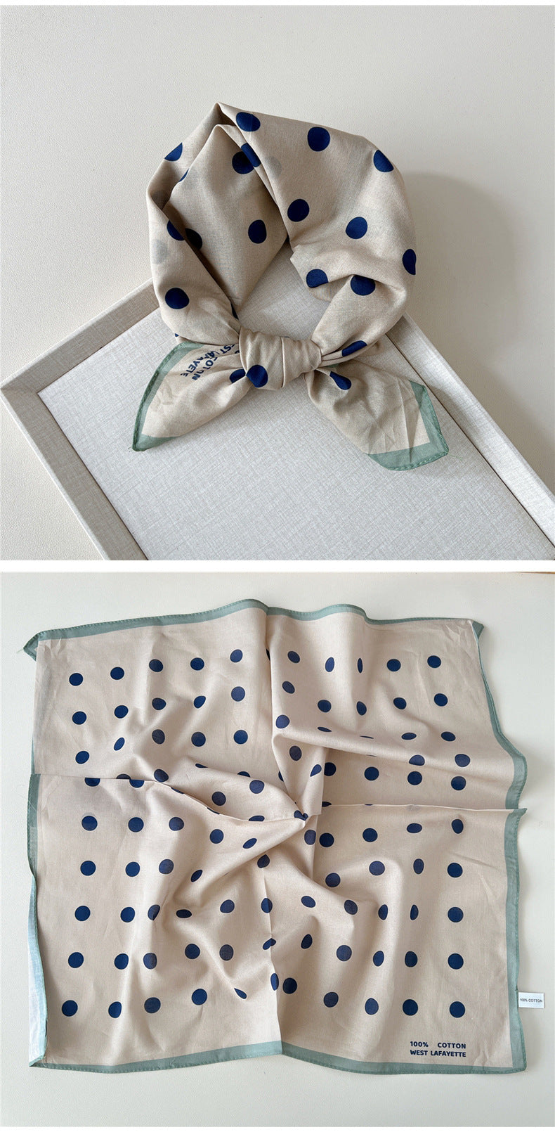 Retro Polka Dot Print Square Bandana - view 9