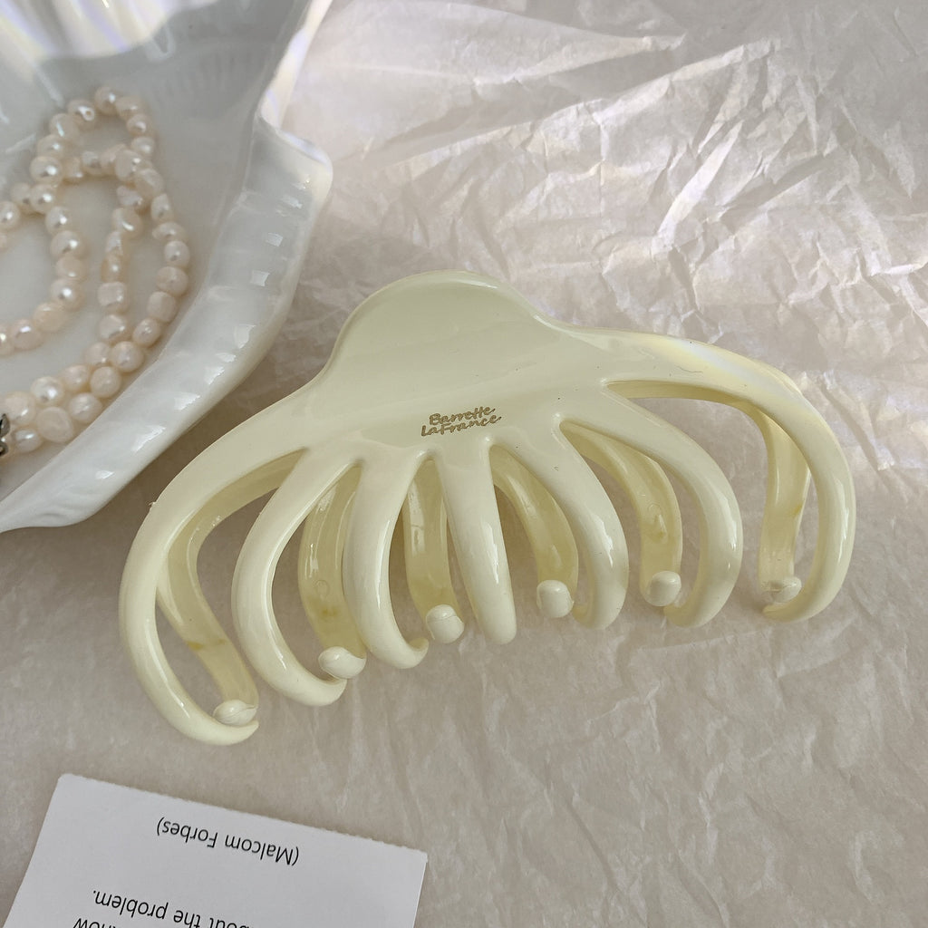 Oversized Glossy Jumbo Hair Claw Clip - Beige