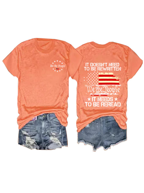 American Flag Slogan Graphic Tee - Orange