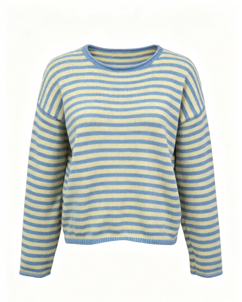 Boxy Cropped Striped Knit Pullover - Yellow - 3