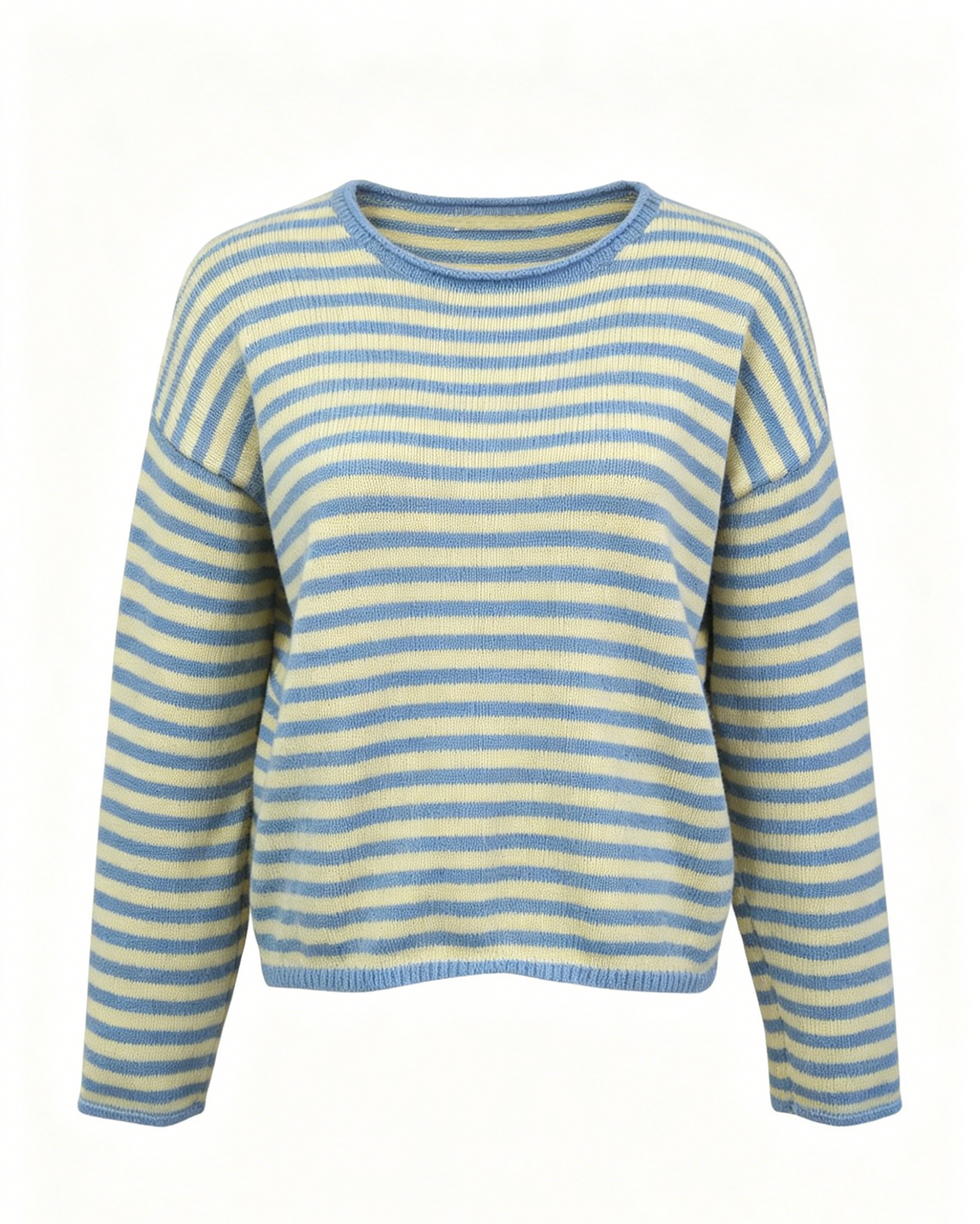 Boxy Cropped Striped Knit Pullover - Yellow - 3