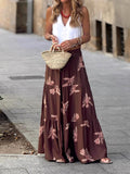 Tiered Maxi Skirt With Botanical Print - Brown