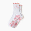 Frilled Cuff Fruit Motif Grip Socks - Bow