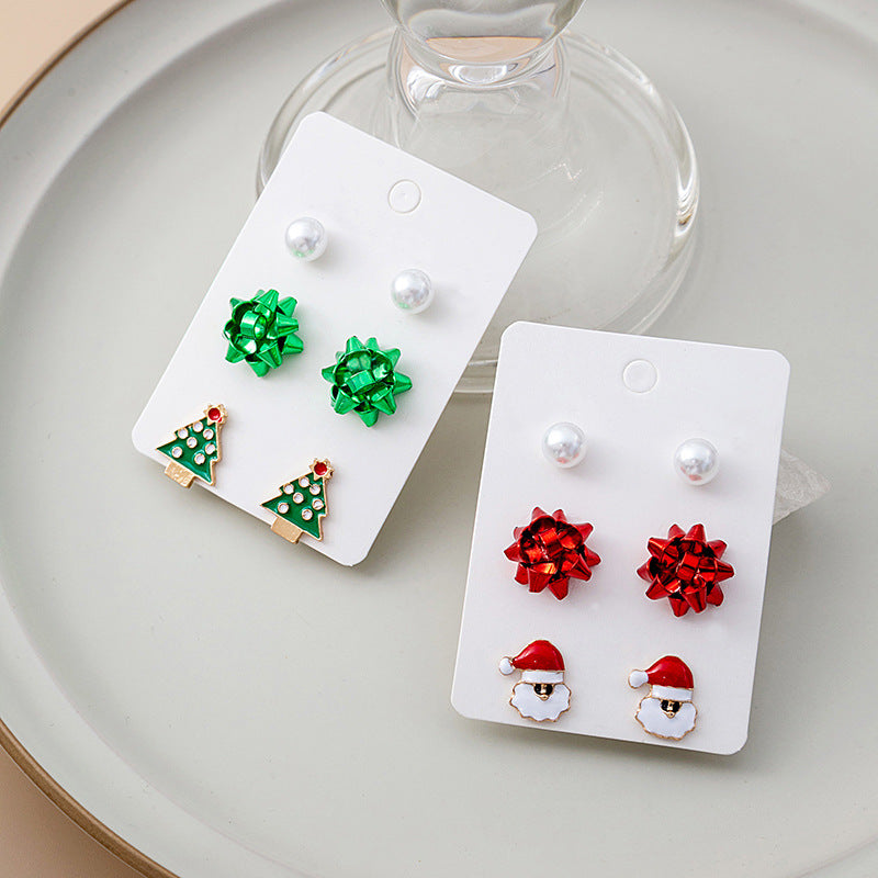 Gift Bow and Tree Stud Earring Set