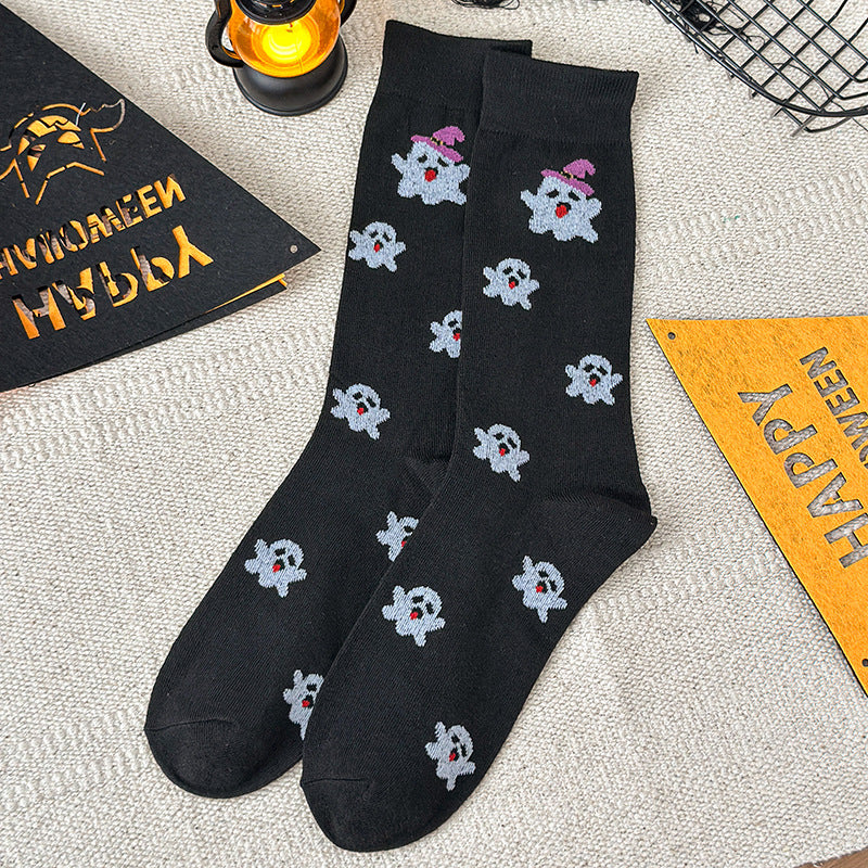 Halloween Crew Socks With Spooky Novelty Prints - Devil