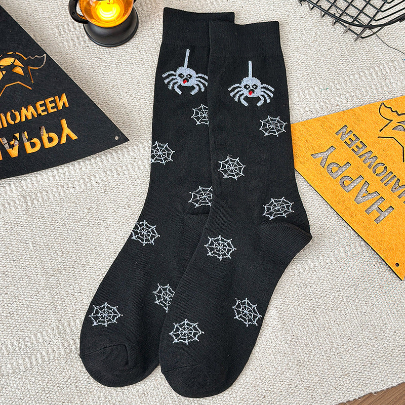 Halloween Crew Socks With Spooky Novelty Prints - Spider