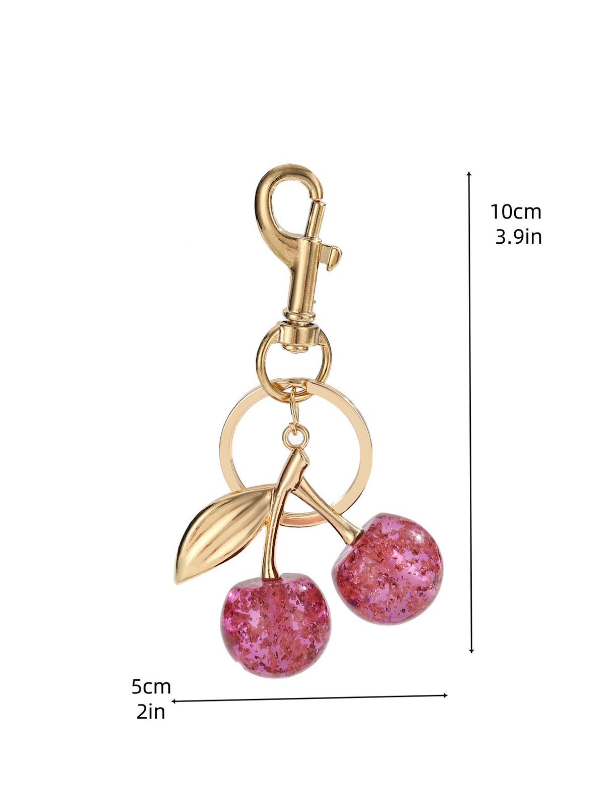 Glitter Resin Cherry Keychain Charm - view 2