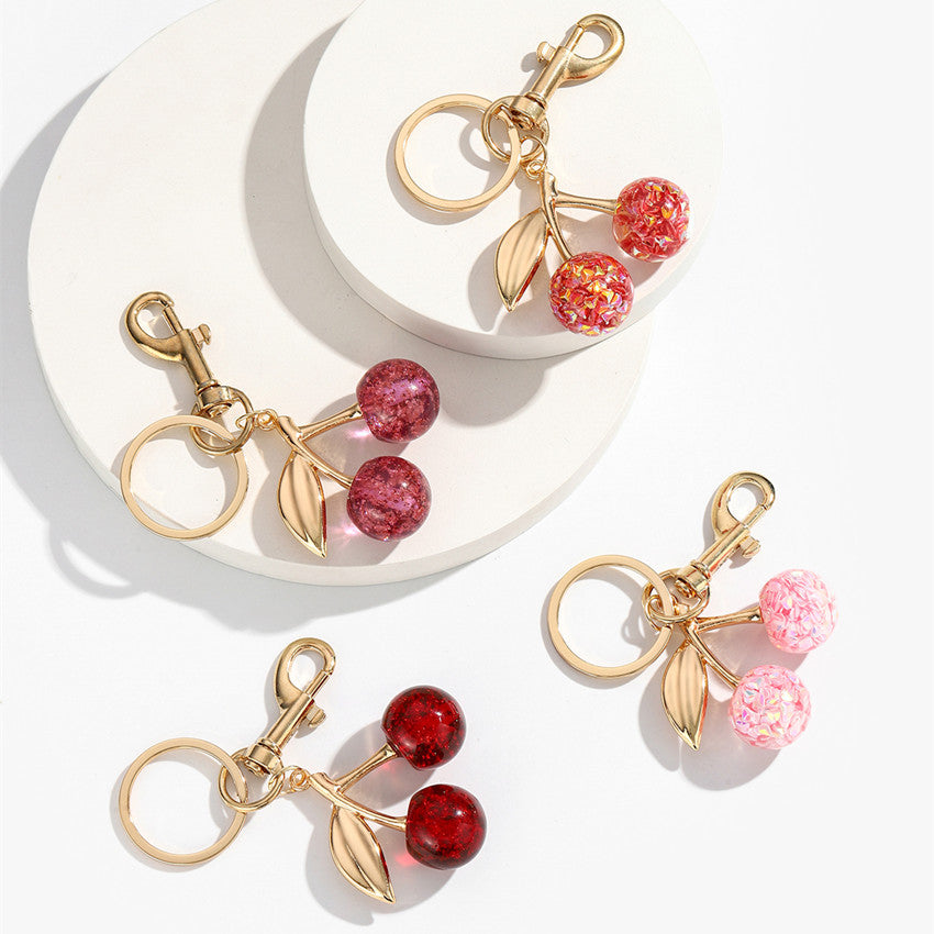 Glitter Resin Cherry Keychain Charm - view 3