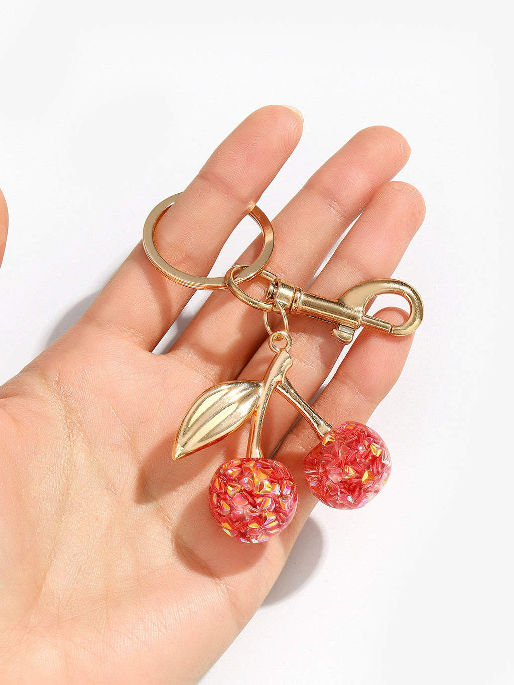 Glitter Resin Cherry Keychain Charm - view 4