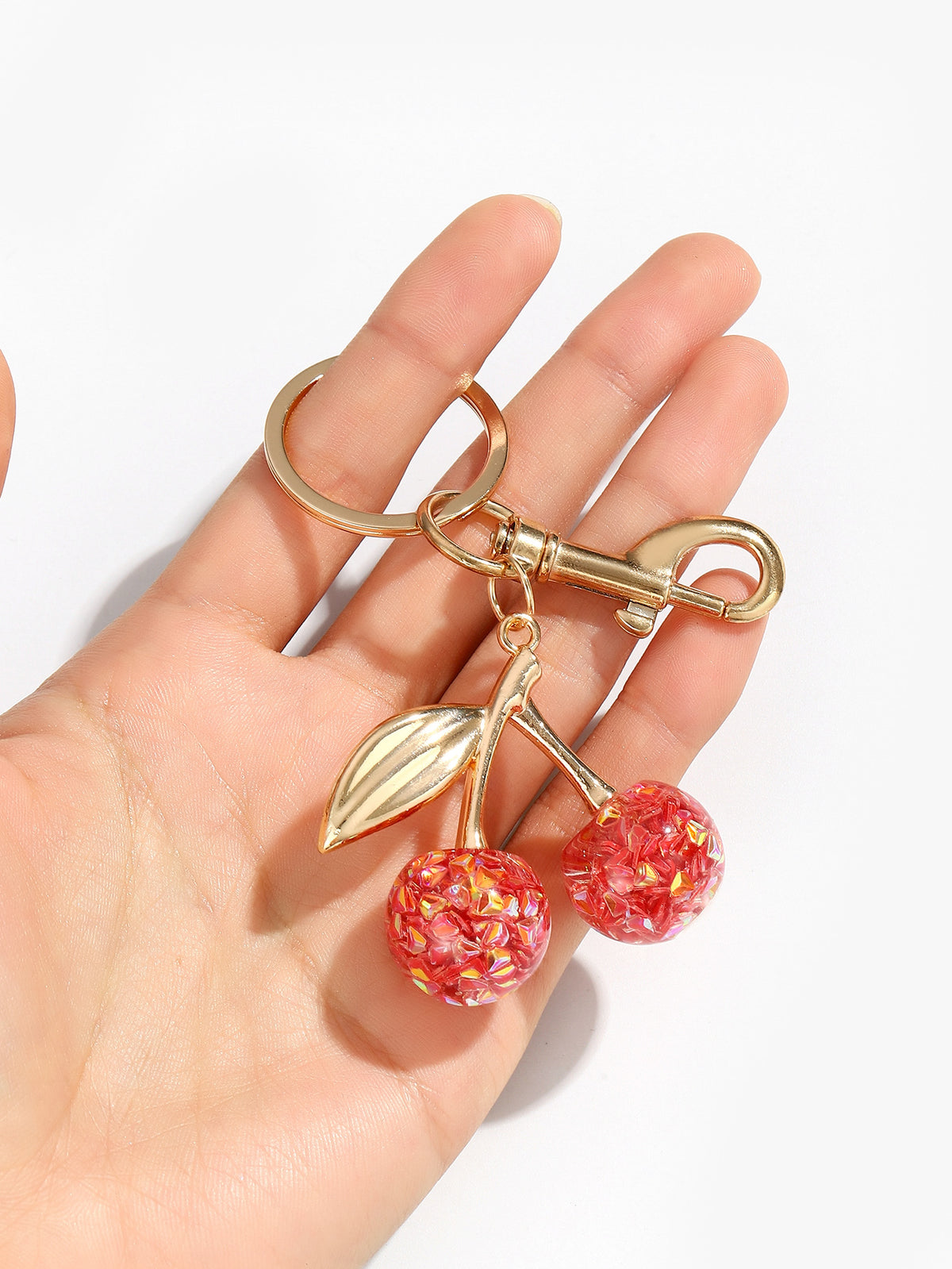 Glitter Resin Cherry Keychain Charm - view 4