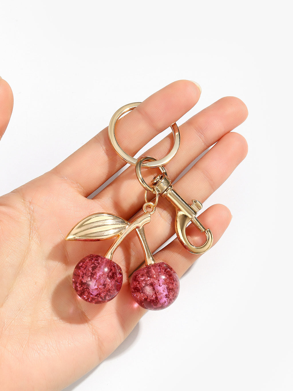 Glitter Resin Cherry Keychain Charm - view 5