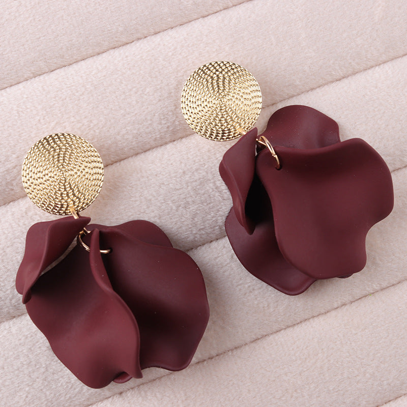 Matte Petal Drop Statement Earrings