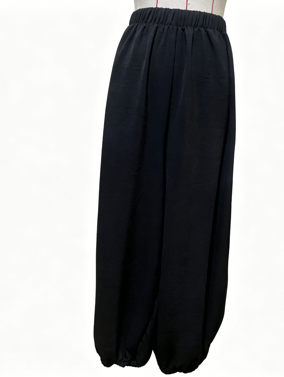 Slouchy Harem Pants With Elastic Cuffs - Black
