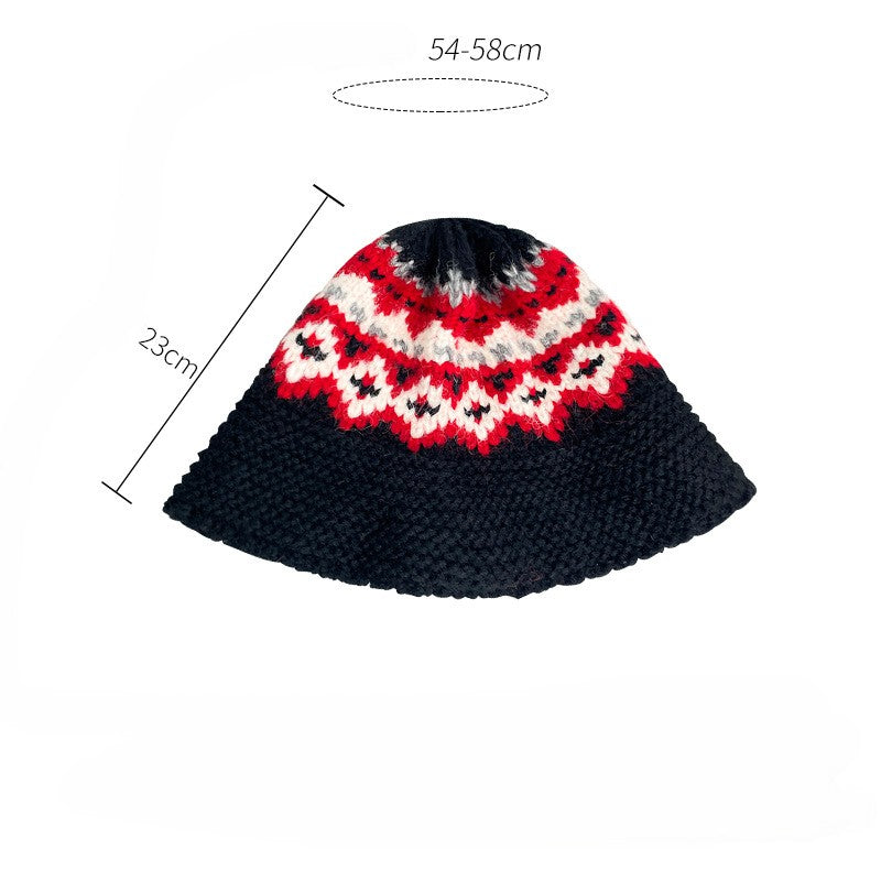 Nordic Pattern Knit Bucket Hat - view 1