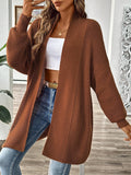 Slouchy Dolman Sleeve Open Front Cardigan - Brown