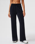 Drawstring Wide Leg Lounge Sweatpants - Black