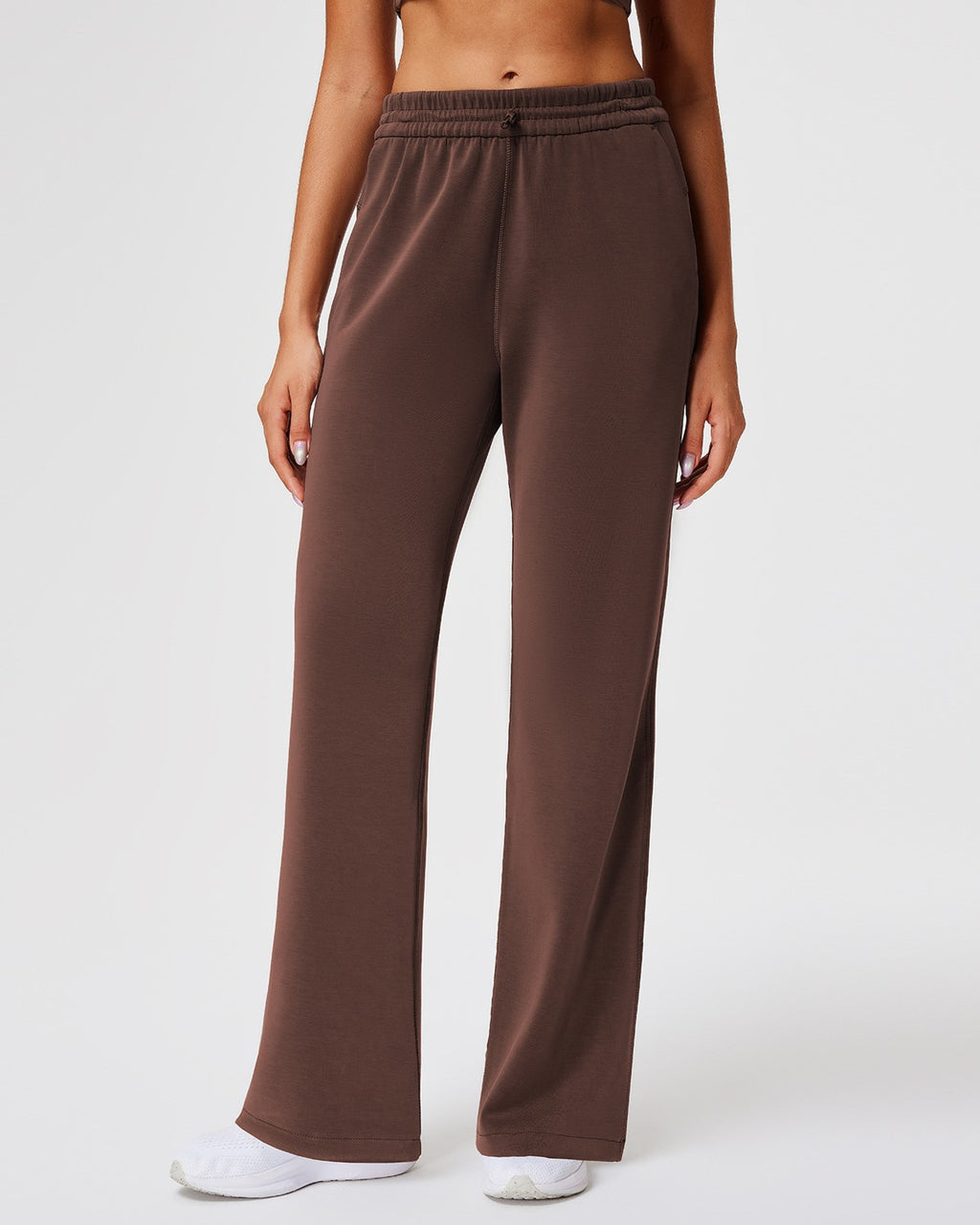 Drawstring Wide Leg Lounge Sweatpants - Coffee - 1