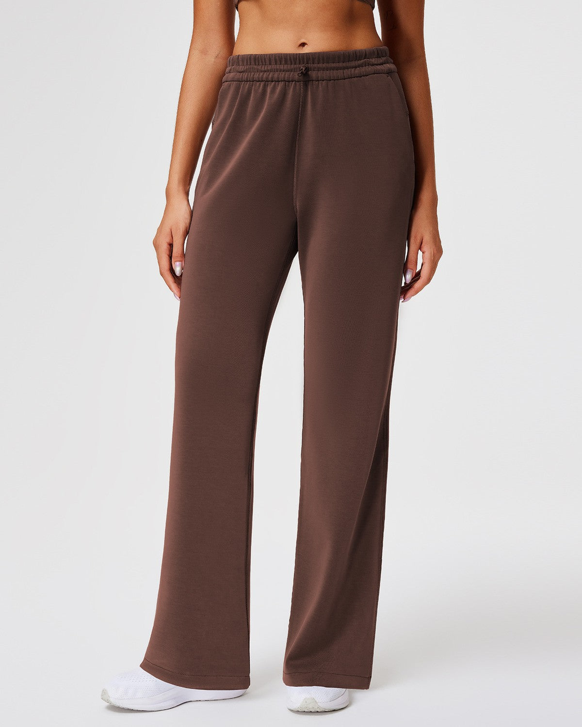 Drawstring Wide Leg Lounge Sweatpants - Coffee - 1