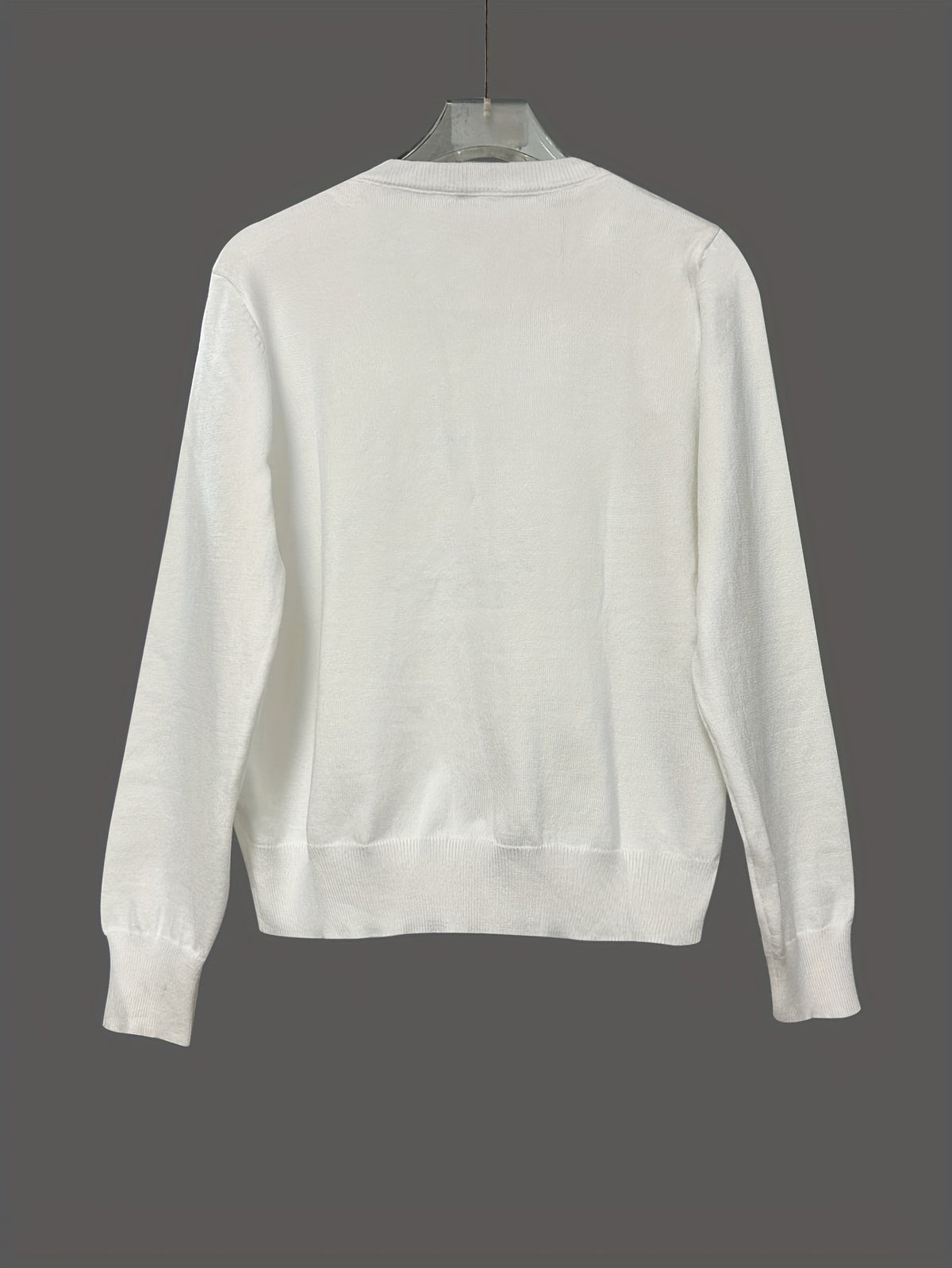 Lace Trim Collar Button Shoulder Sweater - Beige - 2