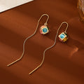 Cat Eye Cube Pendant Necklace and Earrings - Earrings