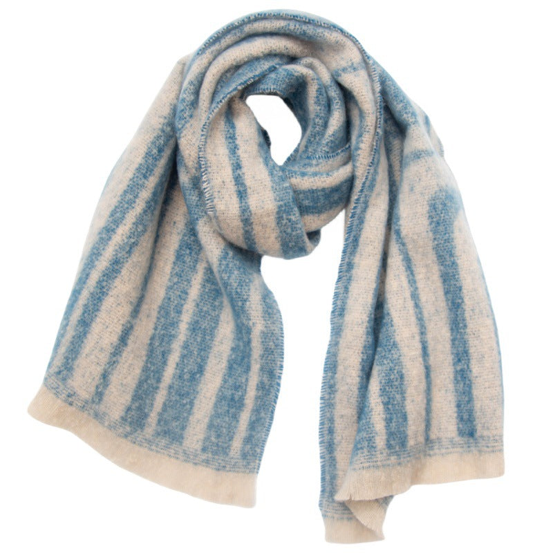 Two Tone Vertical Stripe Wrap Scarf - NO-1