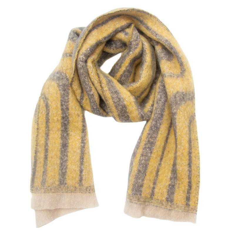 Two Tone Vertical Stripe Wrap Scarf - NO-2