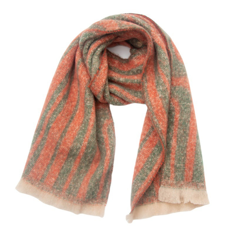 Two Tone Vertical Stripe Wrap Scarf - NO-3
